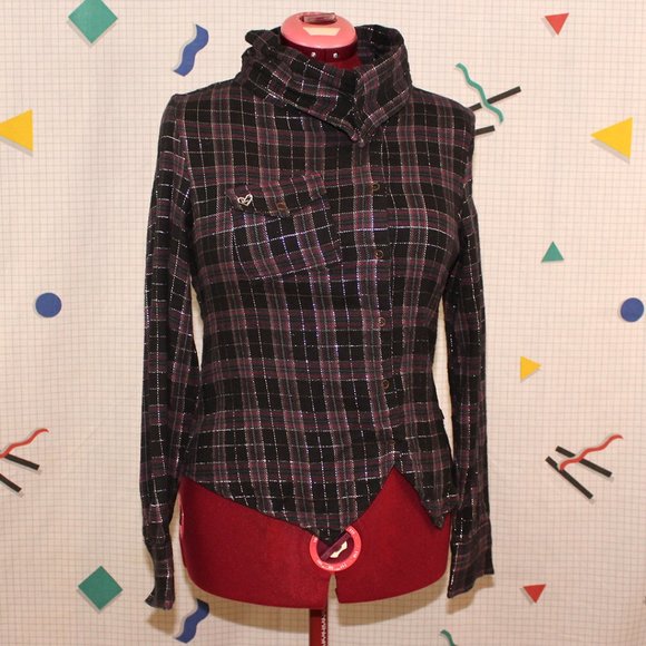 Rewind asymmetrical plaid shirt - Picture 1 of 7